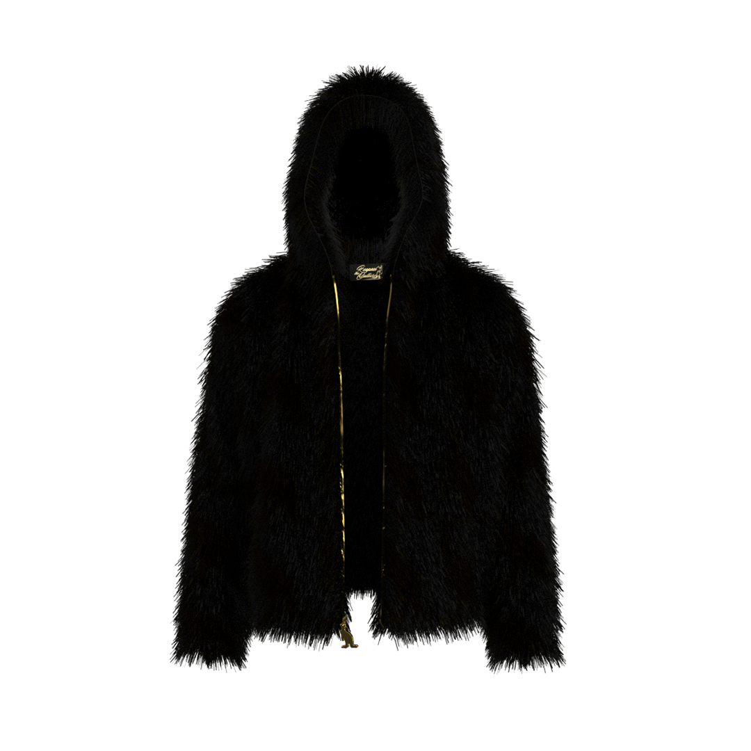 Black Hoddie fur jacket – Respect The Culture