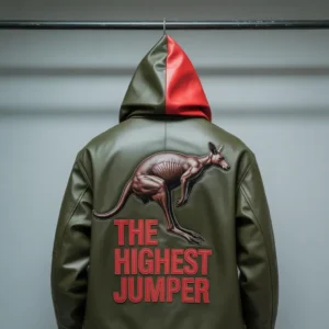 Highest jumper olive green with  Red