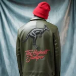 Highest jumper olive green with  Red