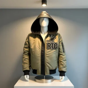 Light Green and Black Bomber Hoodie
