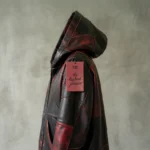 Burgundy & Black Leather Hoodie