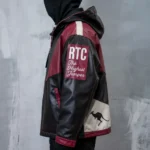 Burgundy & Black Leather Hoodie