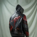 Burgundy & Black Leather Hoodie
